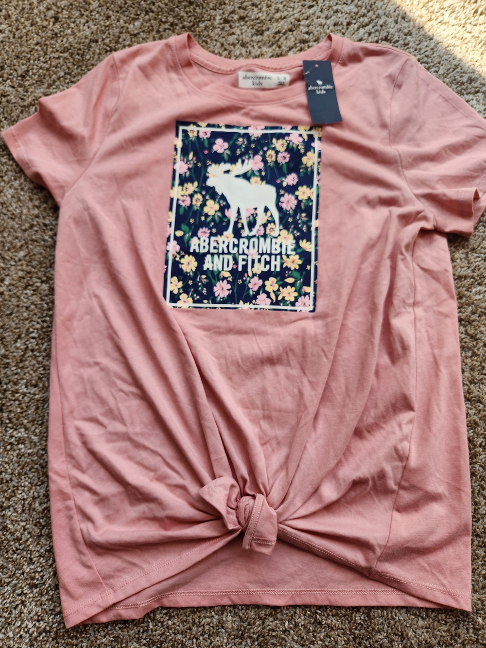 Abercrombie & Fitch Girls Pink Floral Moose Knot Tee NWT